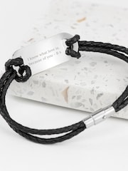 Treat Republic Personalised Men's Roman Numerals Statement Leather Bracelet - Image 2 of 5