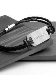 Treat Republic Personalised Men's Roman Numerals Statement Leather Bracelet - Image 3 of 5