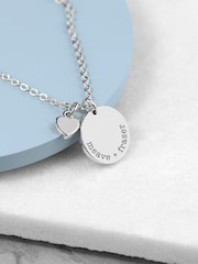 Treat Republic Personalised Polished Heart and Disc Necklace - Image 1 of 3