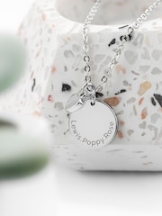 Treat Republic Personalised Polished Heart and Disc Necklace - Image 2 of 3