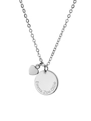 Treat Republic Personalised Polished Heart and Disc Necklace - Image 3 of 3