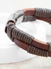 Treat Republic Personalised Mens Leather Twisted Cord Bracelet - Image 3 of 5