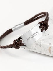 Treat Republic Personalised Men's Roman Numerals Statement Leather Bracelet - Image 1 of 5