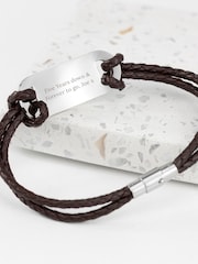 Treat Republic Personalised Men's Roman Numerals Statement Leather Bracelet - Image 2 of 5