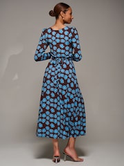 Jolie Moi Brown Puff Long Sleeve Jersey Maxi Dress - Image 2 of 6
