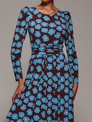 Jolie Moi Brown Puff Long Sleeve Jersey Maxi Dress - Image 3 of 6
