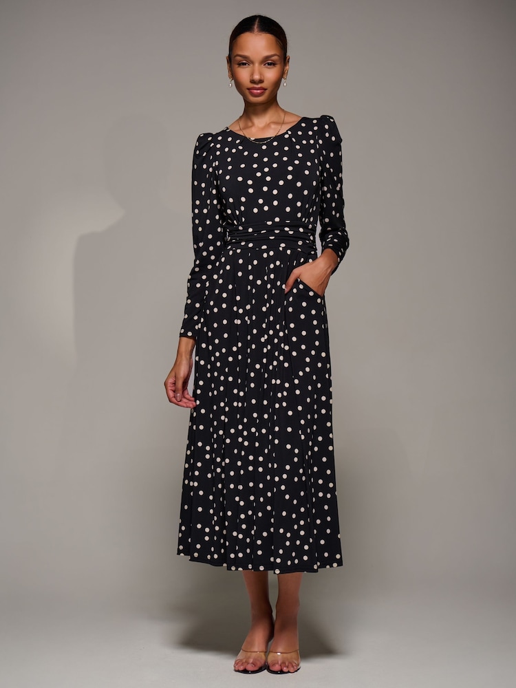 Womens Jolie Moi Black Ground Puff Long Sleeve Jersey Maxi Dress US 6