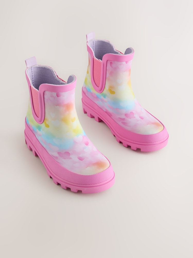 Pink/Rainbow Heart Print Chelsea Wellies - Image 1 of 5