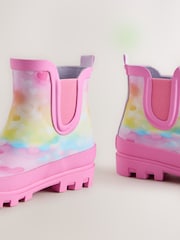Pink/Rainbow Heart Print Chelsea Wellies - Image 3 of 5