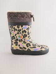 Brown Leopard Print Standard Fit (F) Thinsulate Lined Cuff Wellies - Image 2 of 5