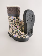 Brown Leopard Print Standard Fit (F) Thinsulate Lined Cuff Wellies - Image 3 of 5