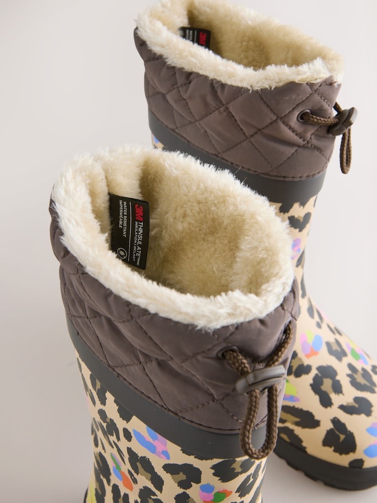 Brown Leopard Print Standard Fit (F) Thinsulate Lined Cuff Wellies - Image 5 of 5 Brown Leopard Print Standard Fit (F) Thinsulate Lined Cuff Wellies - Image 5 of 5