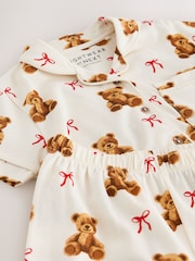 Ecru/Brown Ecru Brown Bear Print Button Through Pyjamas (3-16yrs) - Image 7 of 8