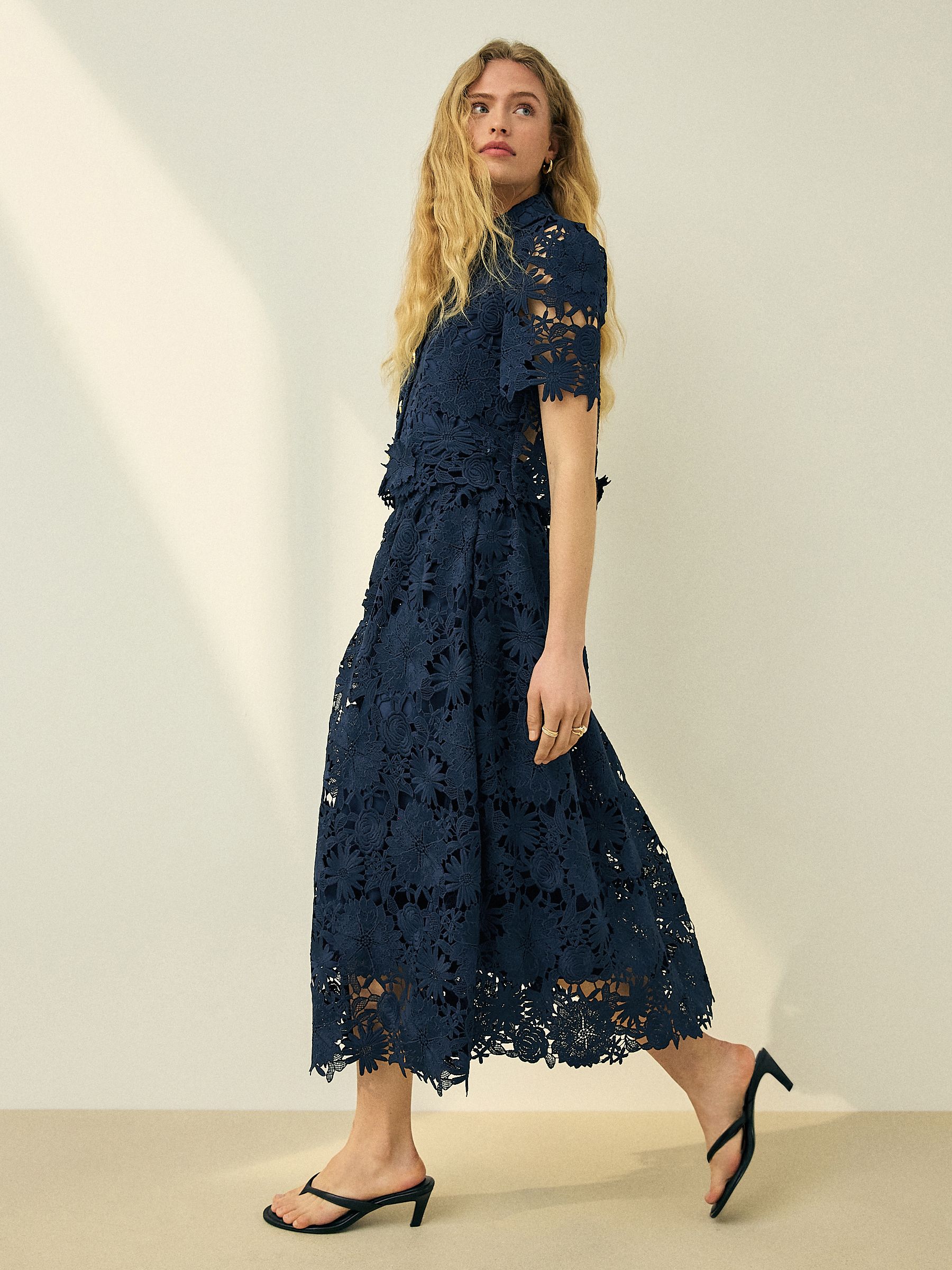 Buy Navy N. Premium Occasion Floral Lace Short Sleeve Top from the