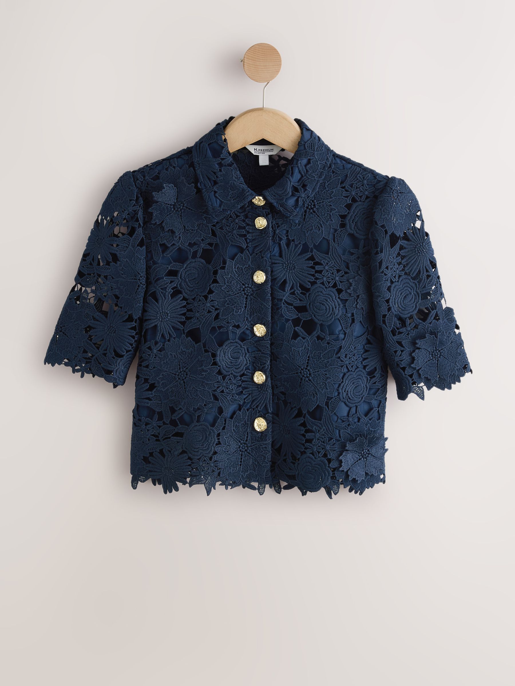 Buy Navy N. Premium Occasion Floral Lace Short Sleeve Top from the