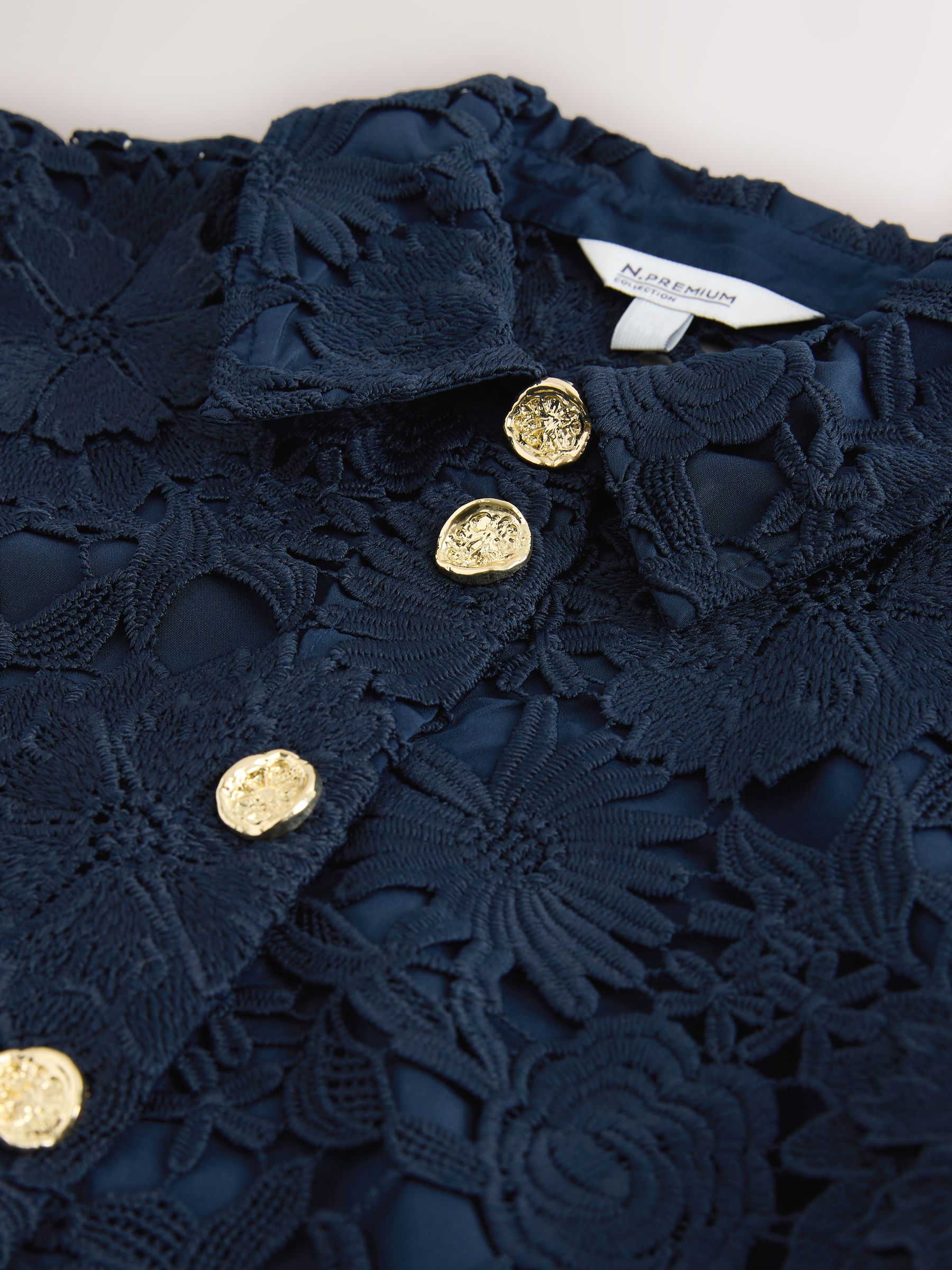 Buy Navy N. Premium Occasion Floral Lace Short Sleeve Top from the