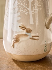 Cream Winter Scene Ceramic Jug Vase - Image 3 of 4