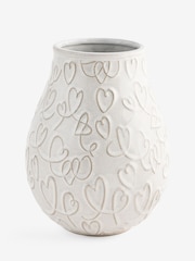 White Heart Embossed Ceramic Vase - Image 3 of 3