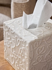 White Heart Embossed Ceramic Tissue Box - Image 2 of 3