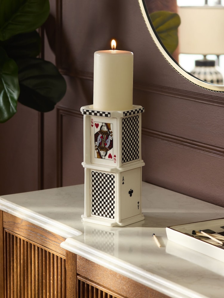 White/Black Ceramic Playing Cards Pillar - Image 1 of 4