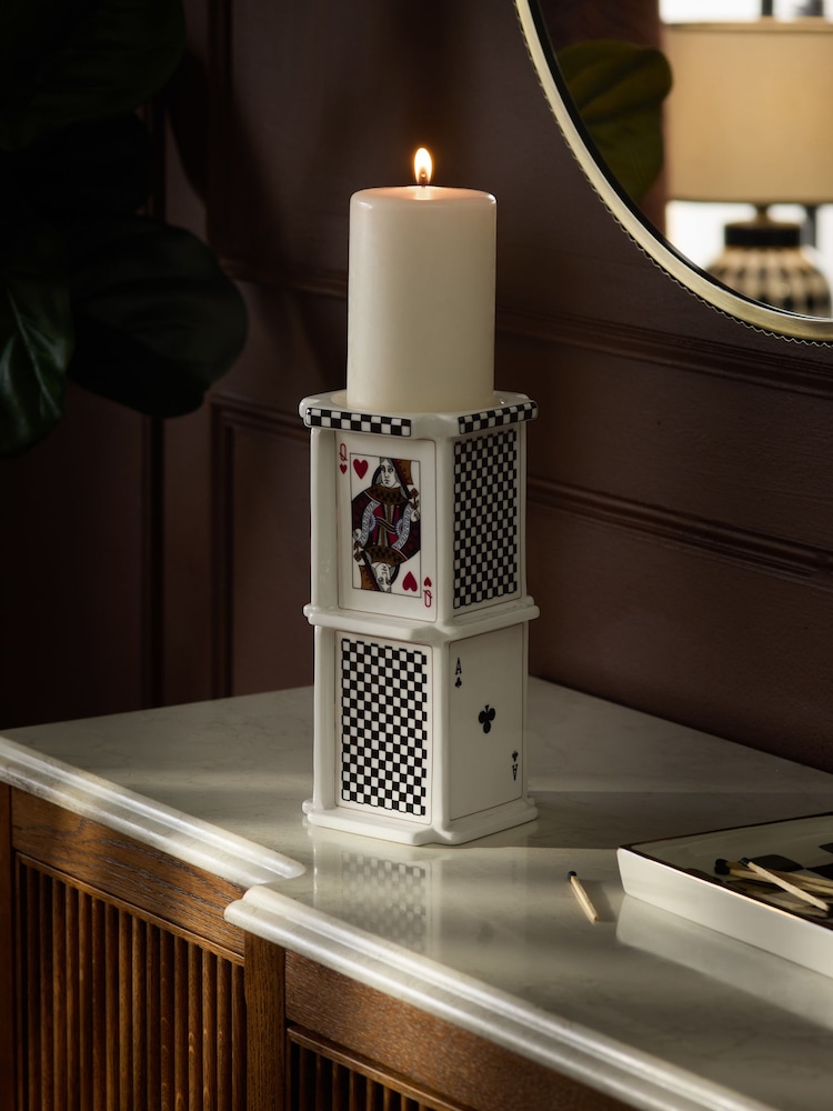 White/Black Ceramic Playing Cards Pillar - Image 2 of 4