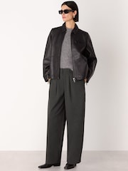 Whistles Grey Petite Wool Blend Barrel Trousers - Image 3 of 5