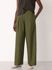 Whistles Green Pleat Front Barrel Trousers - Image 1 of 4