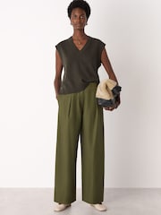 Whistles Green Pleat Front Barrel Trousers - Image 3 of 4