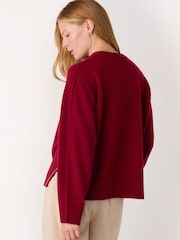 Whistles Red Side Stripe Detail Wool Knit Jumper - Image 2 of 5