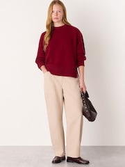 Whistles Red Side Stripe Detail Wool Knit Jumper - Image 3 of 5