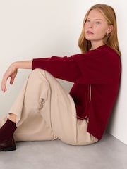 Whistles Red Side Stripe Detail Wool Knit Jumper - Image 4 of 5