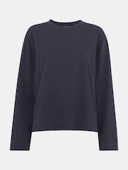 Whistles Blue Relaxed Long Sleeve 100% Cotton T-Shirt - Image 5 of 5