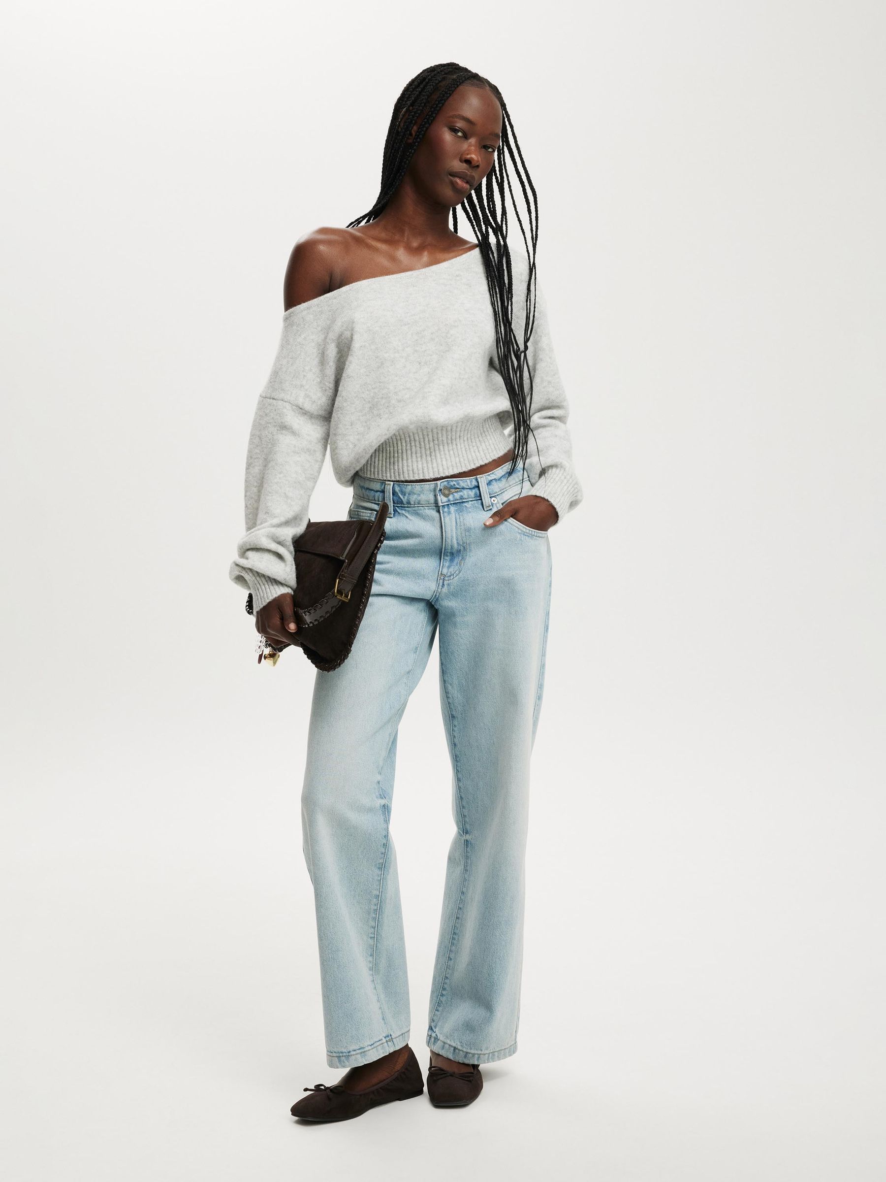 Buy Cotton On Grey Luxe Slouchy Knit Sweatshirt from the Next UK