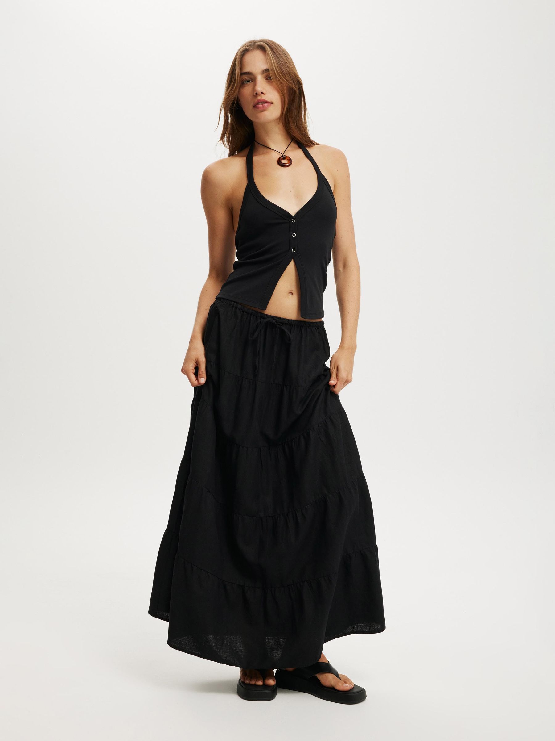 スカート VIVIANO Tiered Skirt Navy Black Buy Cotton On Black Haven Multi Tiered Maxi Skirt from Next USA