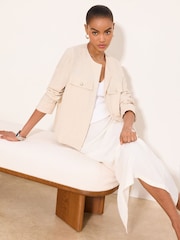 Neutre - Lipsy Touch of Linen Utility Crop Jacket - Image 3 de 4