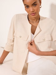 Neutre - Lipsy Touch of Linen Utility Crop Jacket - Image 4 de 4