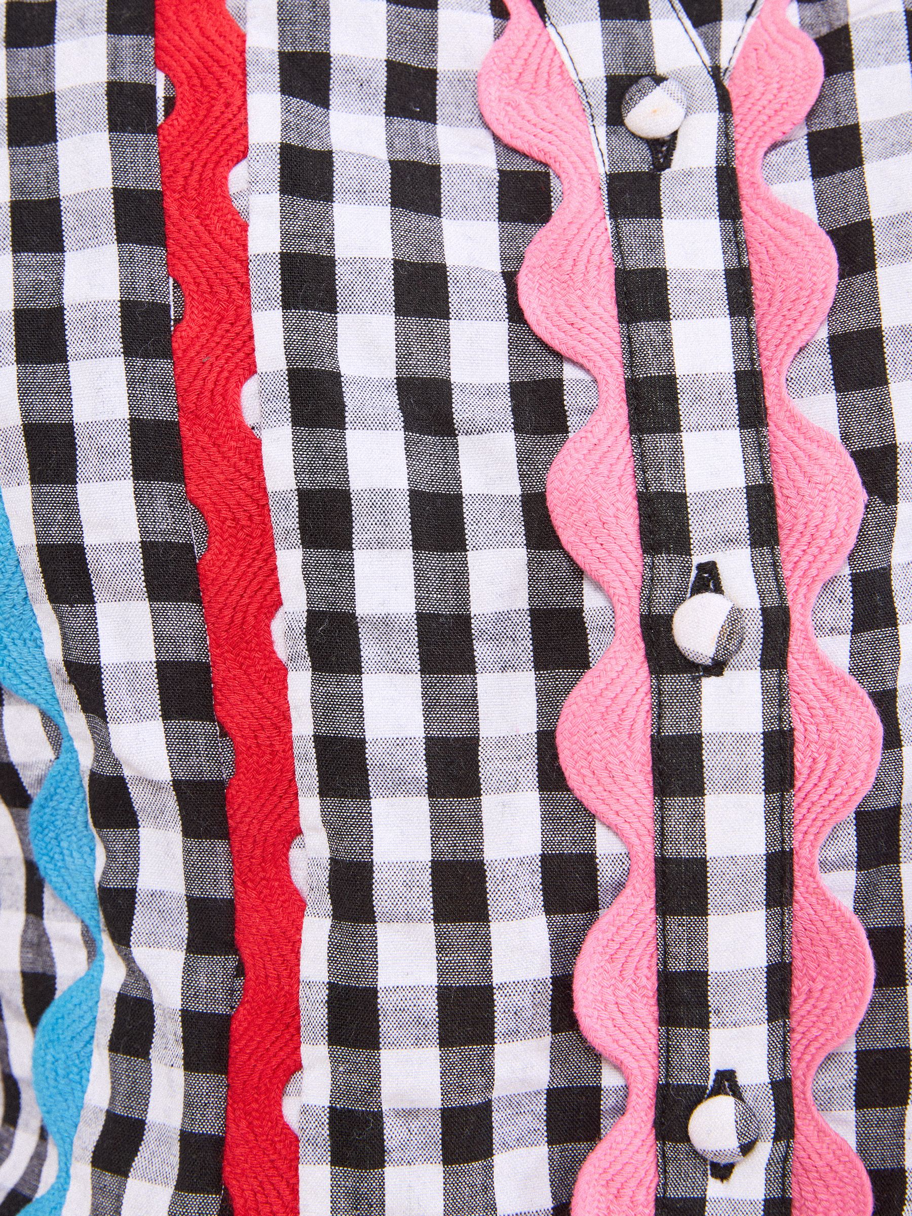 Buy Love & Roses Black Gingham Petite Ric Rac Trim 3/4 Sleeve Notch ...