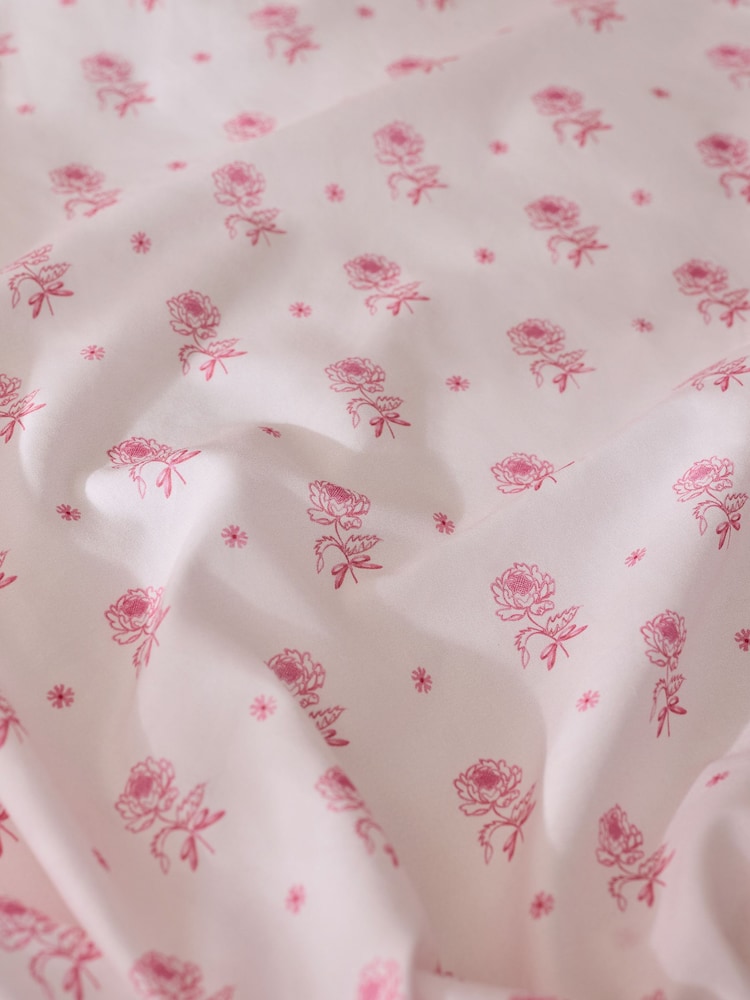 Cath Kidston Pink Spitalfields Floral 100% Cotton Deep Fitted Sheet - Image 2 of 2