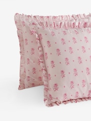 Cath Kidston Set of 2 Pink Spitalfields Floral Frill 100% Cotton Pillowcases - Image 3 of 3