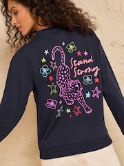 Navy Stand Strong Printed - Love & Roses Sweatshirt aus Jersey - Bild 1 von 4