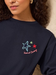 Navy Stand Strong Printed - Love & Roses Sweatshirt aus Jersey - Bild 3 von 4