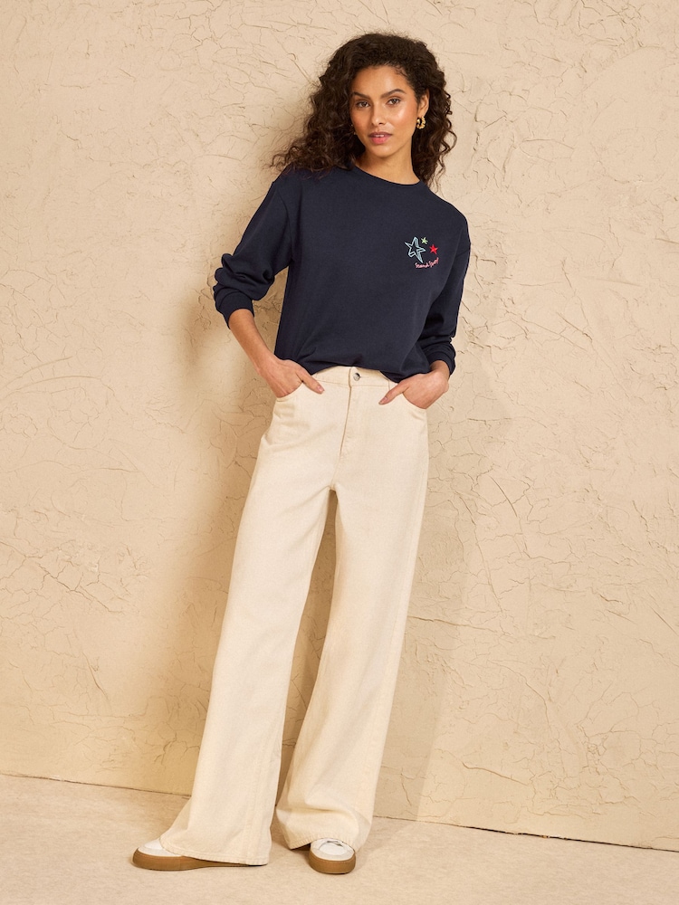 Navy Stand Strong Printed - Love & Roses Sweatshirt aus Jersey - Bild 4 von 4