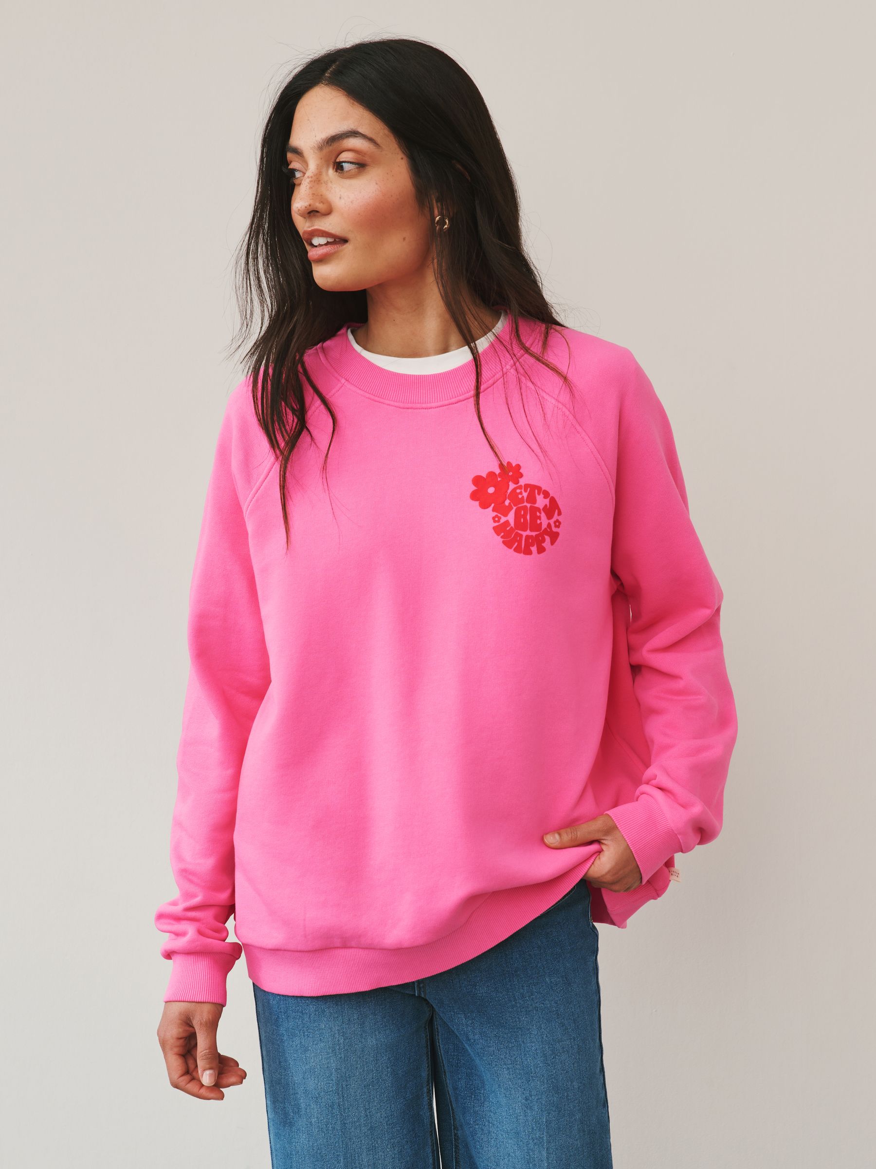 Buy Little Bird by Jools Oliver Garment Dyed Pink Oversized Crew