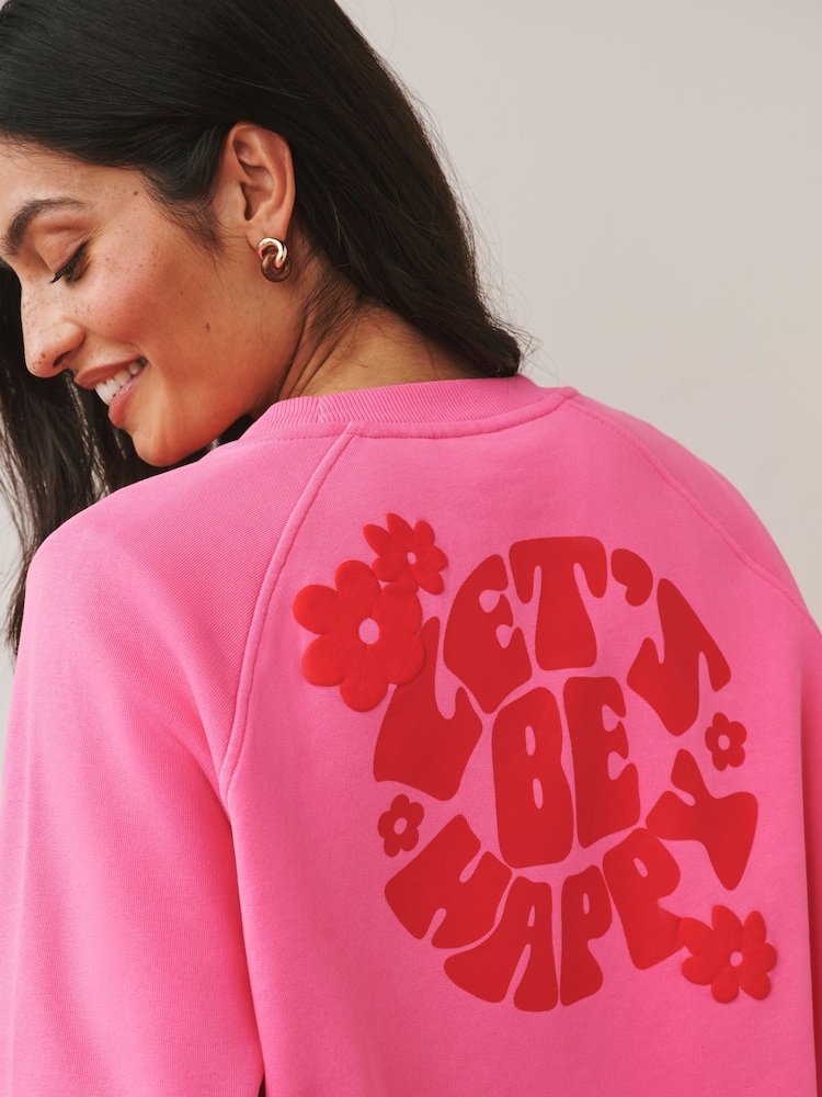Little Bird by Jools Oliver Bright Pink Oversized Crew Neck Sweatshirt - Image 2 of 6