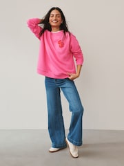Little Bird by Jools Oliver Bright Pink Oversized Crew Neck Sweatshirt - Image 3 of 6