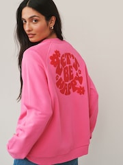 Little Bird by Jools Oliver Bright Pink Oversized Crew Neck Sweatshirt - Image 4 of 6