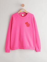 Little Bird by Jools Oliver Bright Pink Oversized Crew Neck Sweatshirt - Image 6 of 6