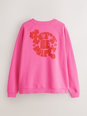 Little Bird by Jools Oliver Garment Dyed Pink Oversized Crew Neck Sweatshirt - Image 7 of 10