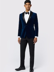 Ted Baker Tailoring Blue Slim Fit Velvet Jacket - Image 3 of 4