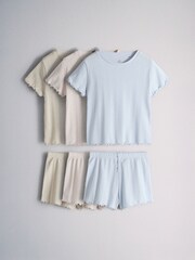 The Set Short Sleeve Pointelle Jersey Pyjamas 3 Pack - Imaginea 1 din 9